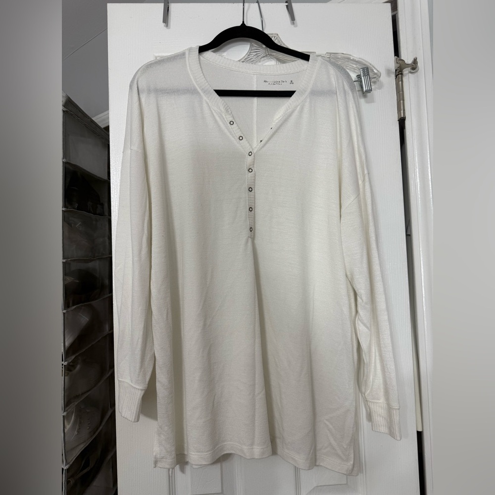 Long Sleeve White Lounge Top